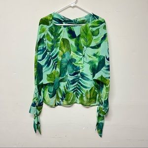 Zara green tropical blouse Xs